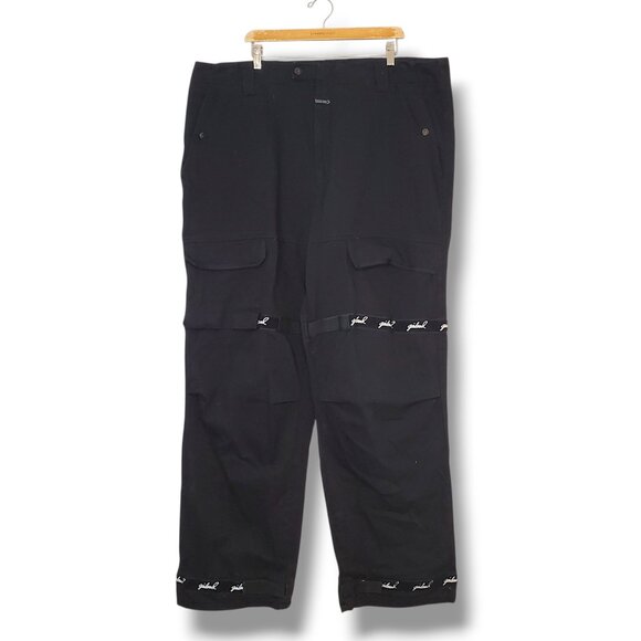 Y2K Marithe Francois Girbaud Strap Baggy Wide Cargo Jeans Black Size 40 - Picture 1 of 7